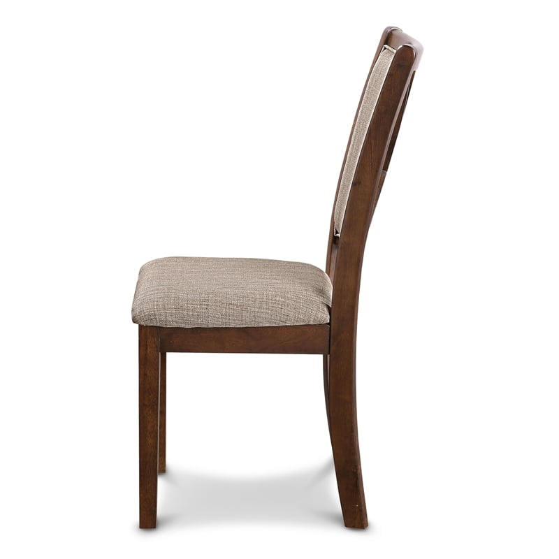 Pemberly Row Wood Dining Chair Set in Cherry with Polyester Upholstery