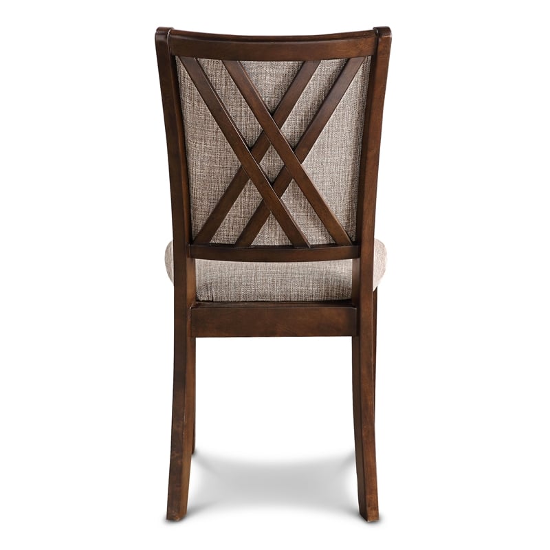 Pemberly Row Wood Dining Chair Set in Cherry with Polyester Upholstery