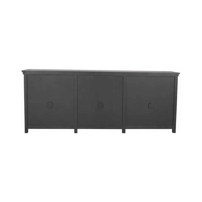 Pemberly Row Isabella 6-Drawer 6-Door Solid Wood Sideboard in Black