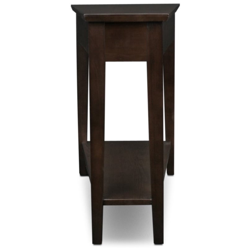 Pemberly Row Recliner Wood Wedge Table in Chocolate Oak Finish