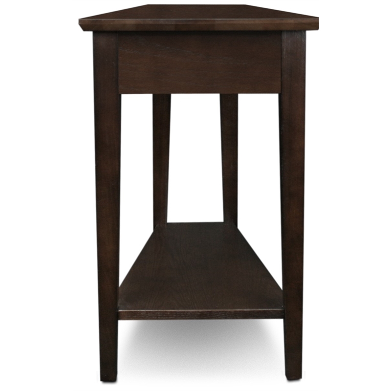 Pemberly Row Recliner Wood Wedge Table in Chocolate Oak Finish
