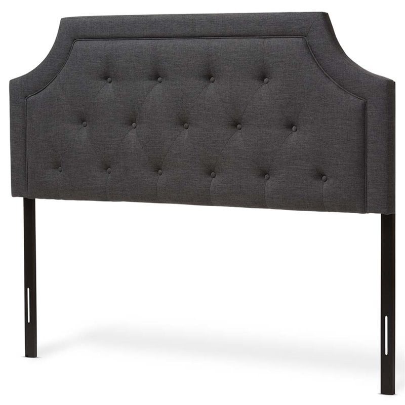 Pemberly Row Adjustable Tufted Fabric Queen Headboard in Dark Gray