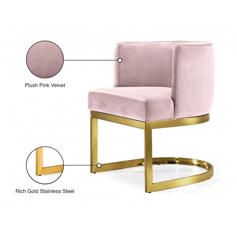 Pemberly Row 19.5-Inch Velvet Dining Chair in Pink and Gold