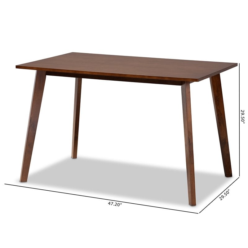 Pemberly Row Walnut Rectangular Rubberwood Dining Table for 4 Seats