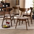 Pemberly Row Walnut 4-Piece Dining Chair Set with Beige Upholstered Seats