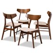 Pemberly Row Walnut 4-Piece Dining Chair Set with Beige Upholstered Seats