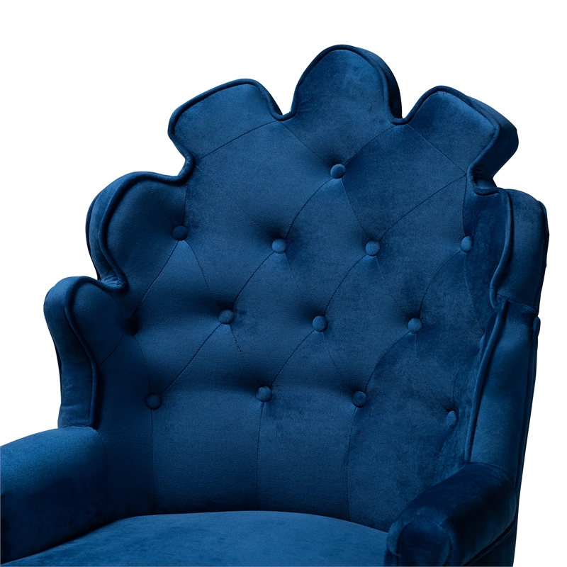 Pemberly Row 2-Piece Velvet Upholstered Bar Stool Set in Navy Blue