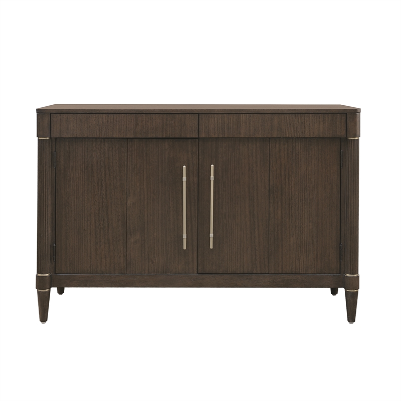 Pemberly Row Asher Park 2-Door Server with Drawers in Piano Brown Finish