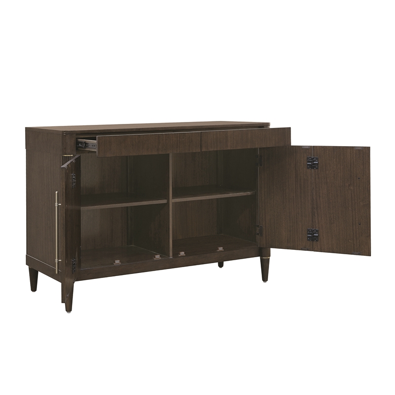 Pemberly Row Asher Park 2-Door Server with Drawers in Piano Brown Finish