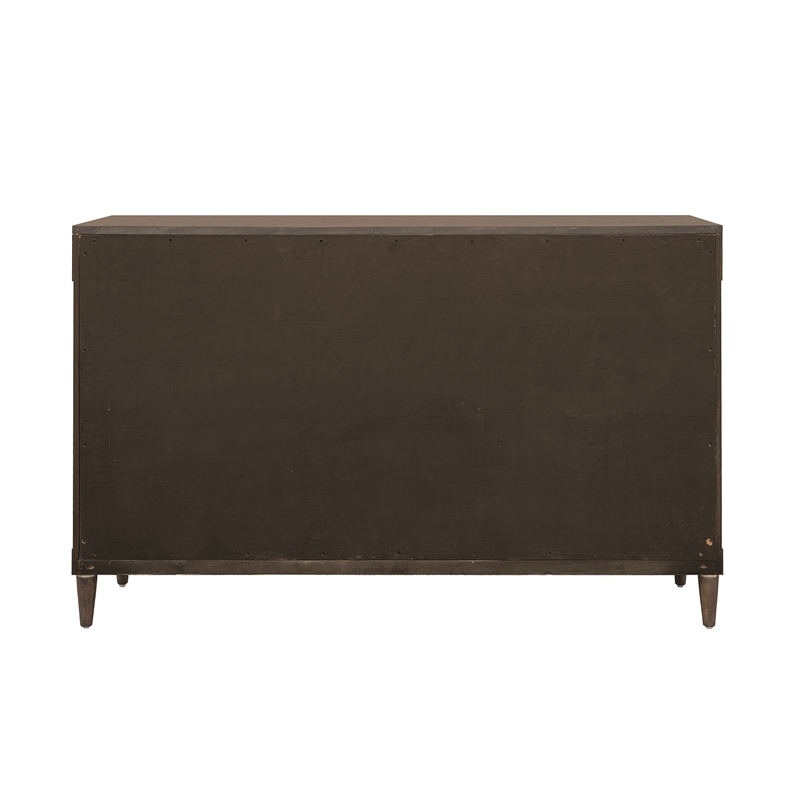 Pemberly Row Asher Park 2-Door Server with Drawers in Piano Brown Finish