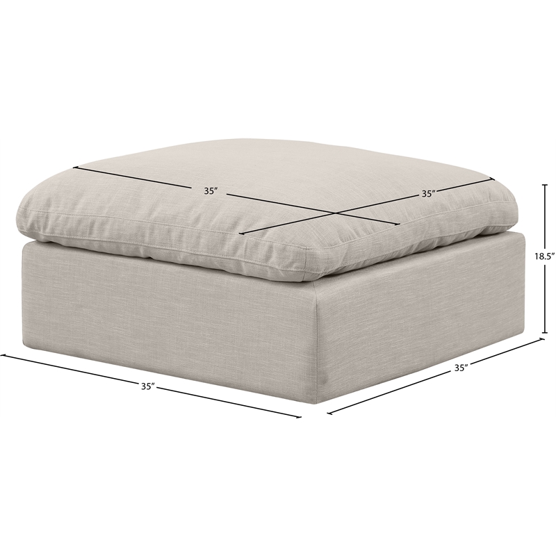Pemberly Row Beige Linen Fabric Ottoman with Modular Design