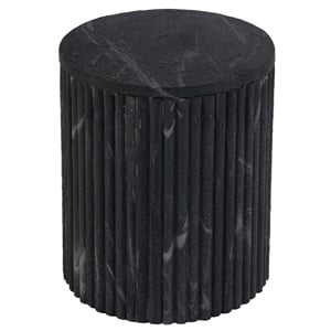 Pemberly Row 15&quot Round Marble Side Table with Gray Drum Base
