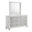 Pemberly Row Wood 6-Drawer Dresser with Mirror in White with LED Lights