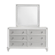 Pemberly Row Wood 6-Drawer Dresser with Mirror in White with LED Lights