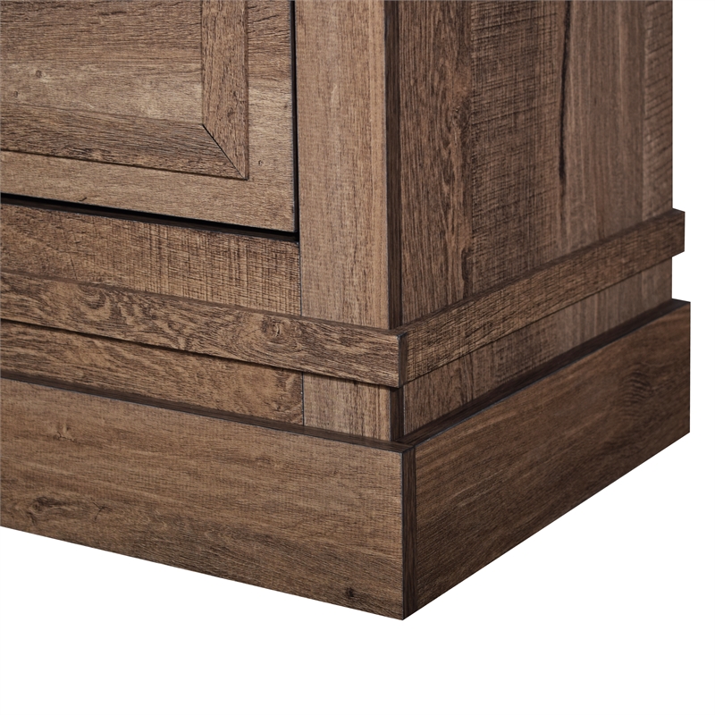 Pemberly Row 2-Piece Wood Dresser and Mirror Set in Pecan