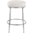 Pemberly Row Cream Linen Textured Fabric Counter Stool with Silver Legs