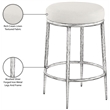Pemberly Row Cream Linen Textured Fabric Counter Stool with Silver Legs