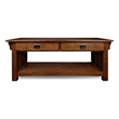 Pemberly Row Mission Wood Coffee Table with Storage in Medium Oak