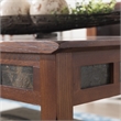 Pemberly Row Rustic Slate Wood Coffee Table in Rustic Oak Finish