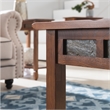Pemberly Row Rustic Slate Wood Coffee Table in Rustic Oak Finish