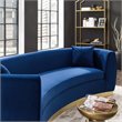 Pemberly Row Curved Velvet Stainless Steel Sofa in Navy Finish