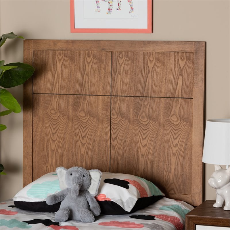 Pemberly Row Monroe Walnut Finished Wood Twin Size Headboard