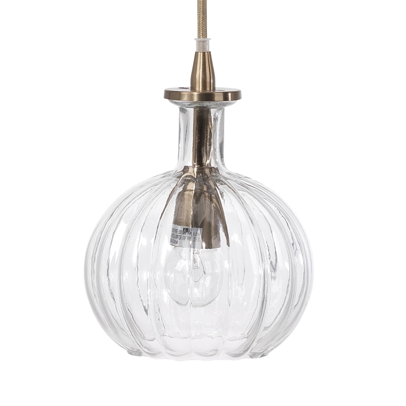 Pemberly Row Sophia Metal Pendant in Antique Brass Finish with Glass Shade