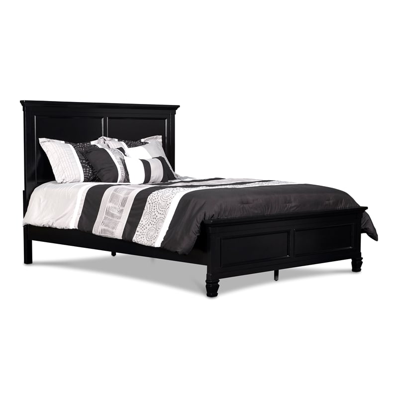 Pemberly Row Wood California King Panel Bed in Black Finish