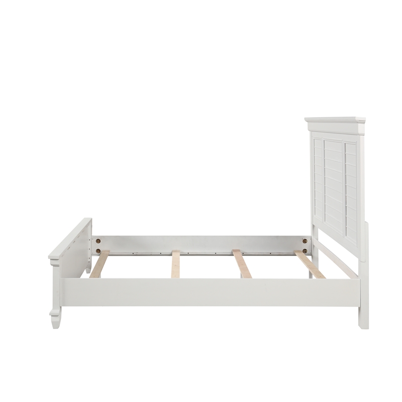 Pemberly Row Jamestown Solid Wood King Panel Bed in White Brushed Finish