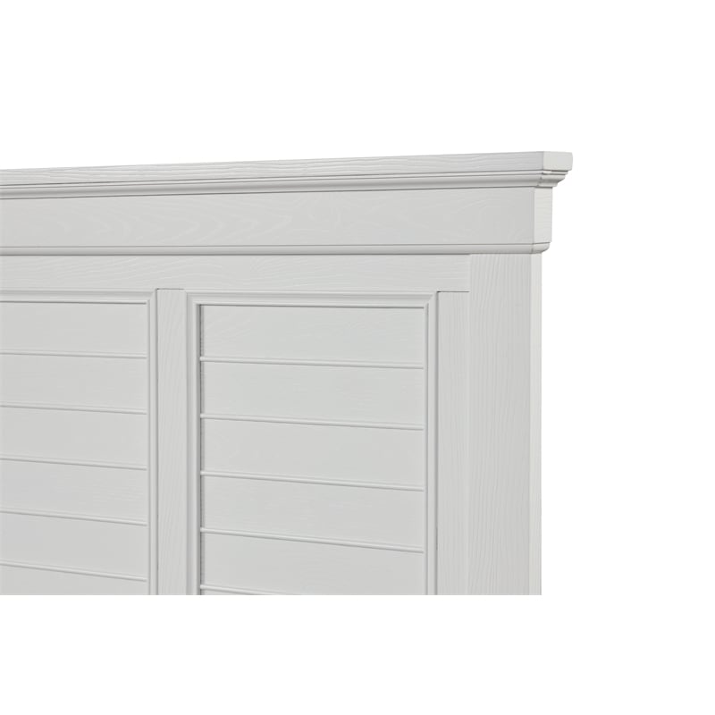 Pemberly Row Jamestown Solid Wood King Panel Bed in White Brushed Finish