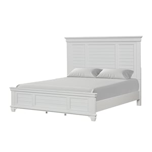 Pemberly Row Jamestown Solid Wood King Panel Bed in White Brushed Finish