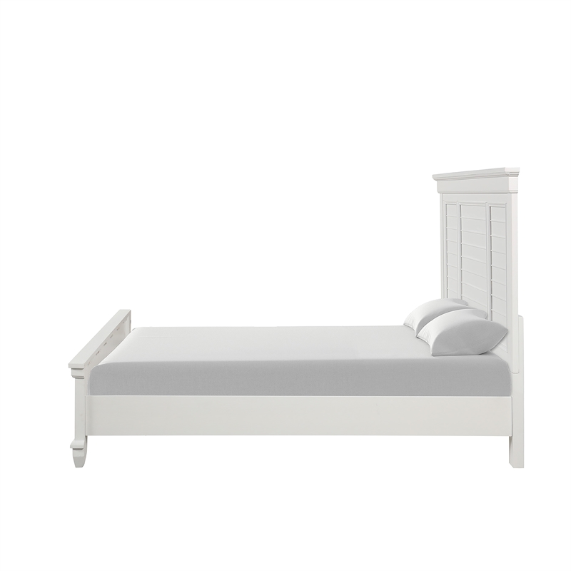 Pemberly Row Solid Wood Queen Bed in White Brushed Finish