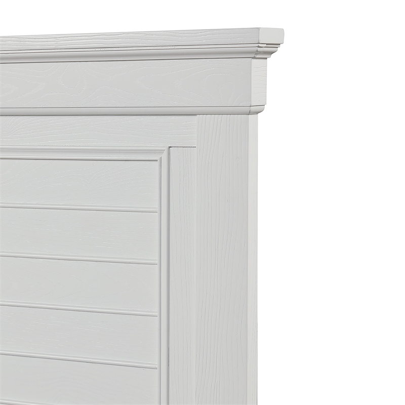 Pemberly Row Solid Wood Queen Bed in White Brushed Finish