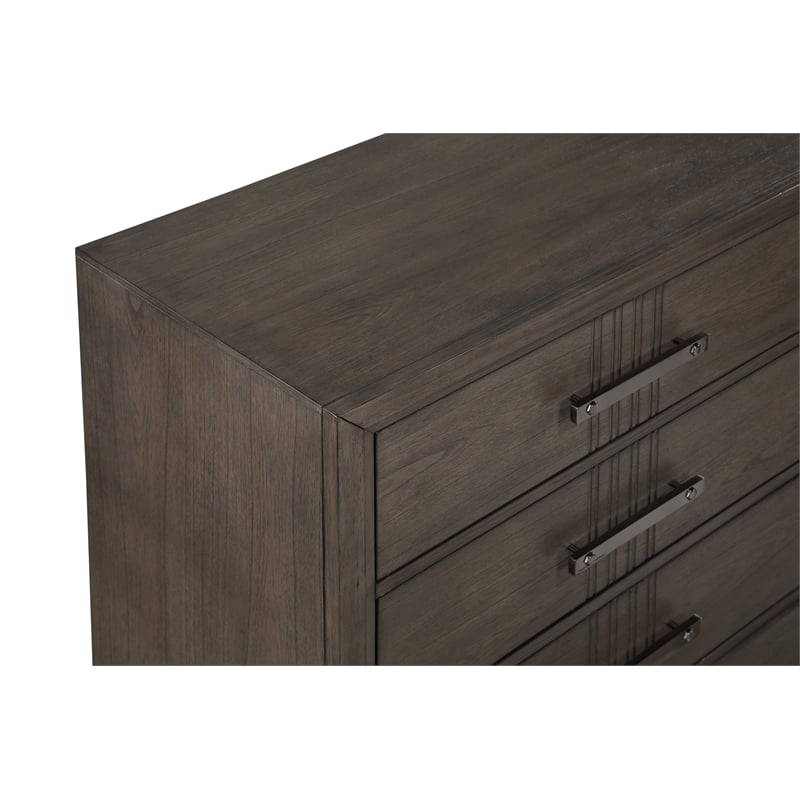 Pemberly Row 5-Drawer Solid Wood Chest in Walnut with Felt-Lined Drawer