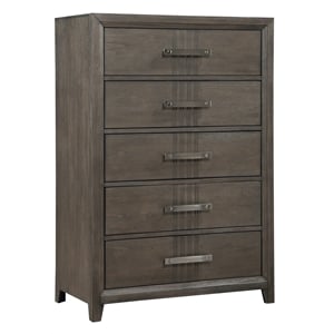 Pemberly Row 5-Drawer Solid Wood Chest in Walnut with Felt-Lined Drawer