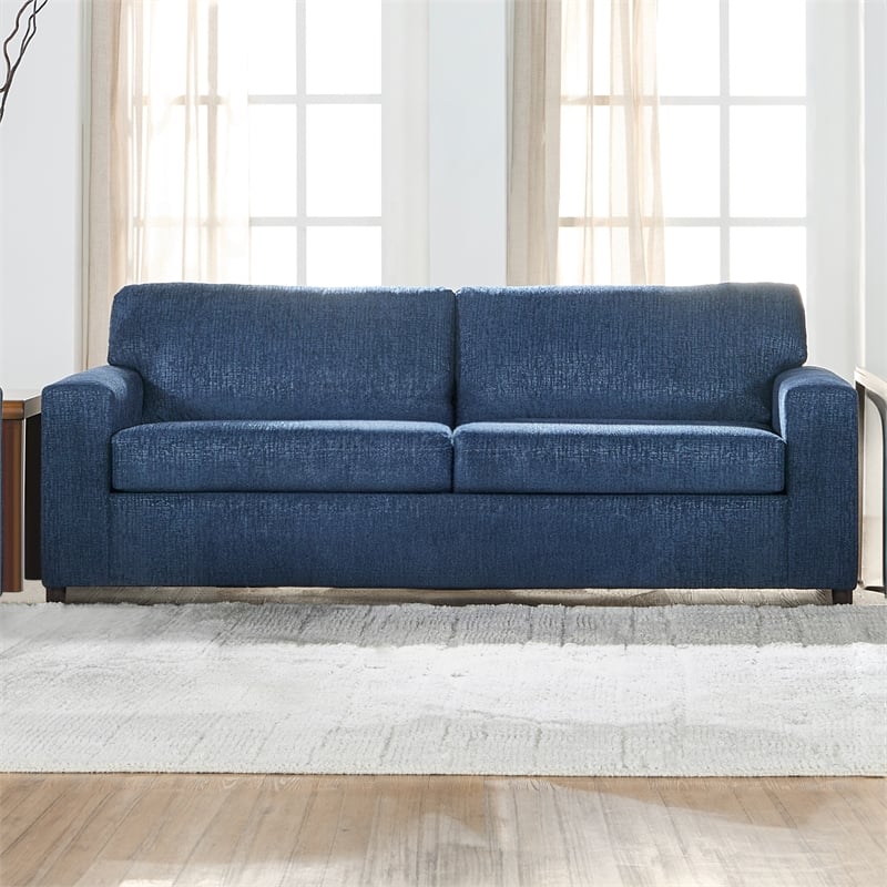 Pemberly Row Polyester 3-Seater Sofa in Blue with Transitional Style