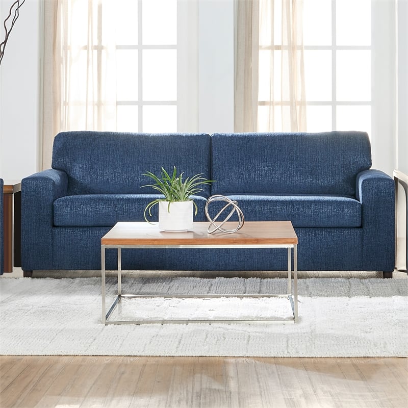 Pemberly Row Polyester 3-Seater Sofa in Blue with Transitional Style
