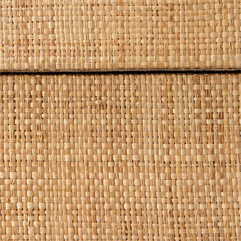 Pemberly Row Raffia and Engineered Wood Side Table with Drawer in Natural
