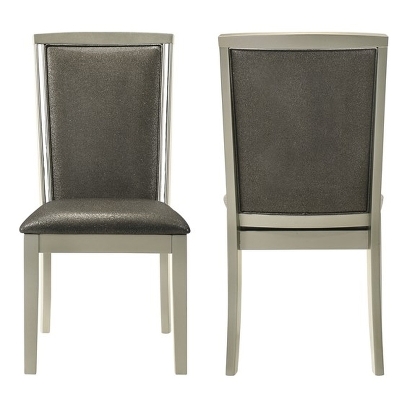 Pemberly Row Wood Dining Chair Set in Silver Gray (Set of 2)