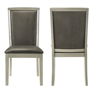 Pemberly Row Wood Dining Chair Set in Silver Gray (Set of 2)