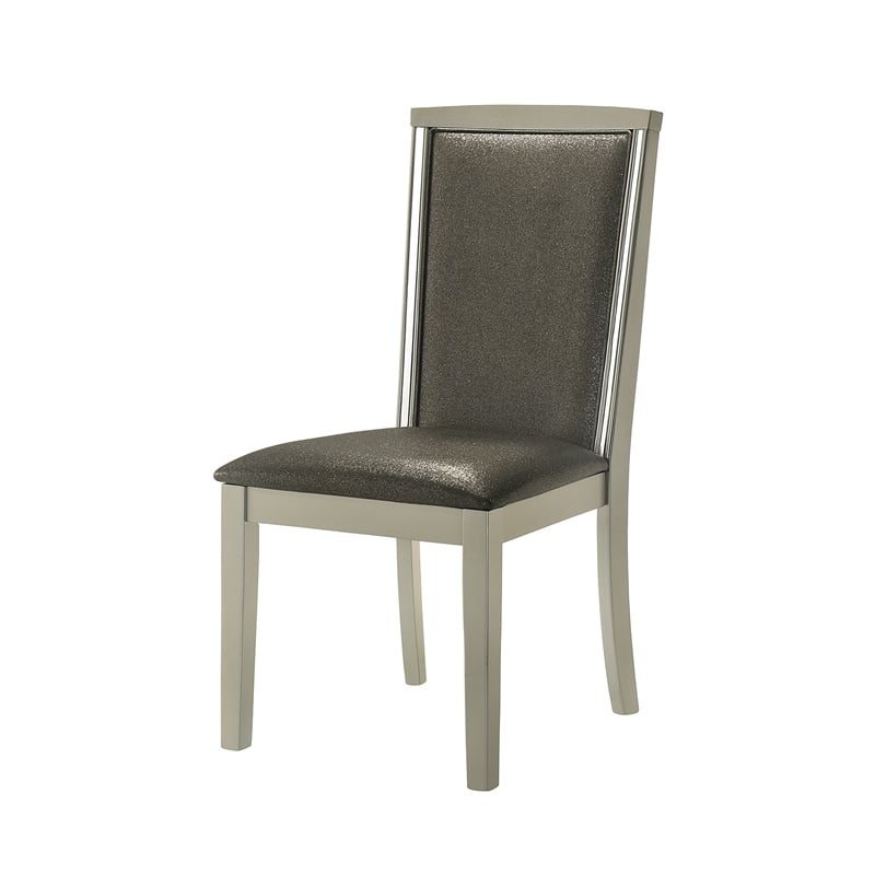 Pemberly Row Wood Dining Chair Set in Silver Gray (Set of 2)