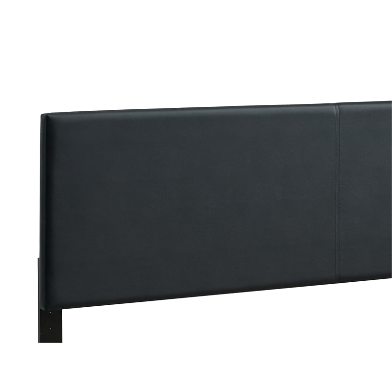 Pemberly Row King Platform Bed in Faux Leather Black with Adjustable Headboard