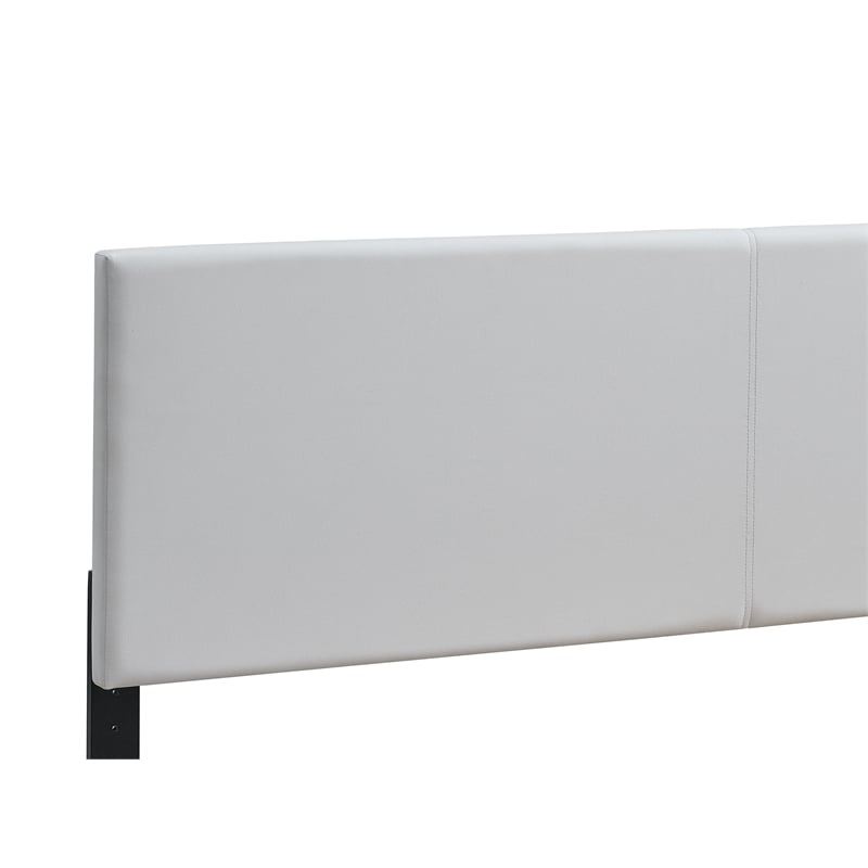 Pemberly Row King Platform Bed in Faux Leather White with Adjustable Headboard
