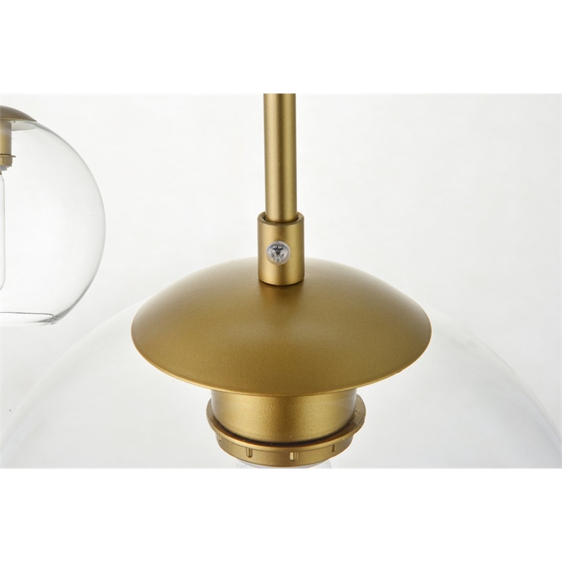 Pemberly Row 5-Light Metal and Glass Pendant in Brass and Clear