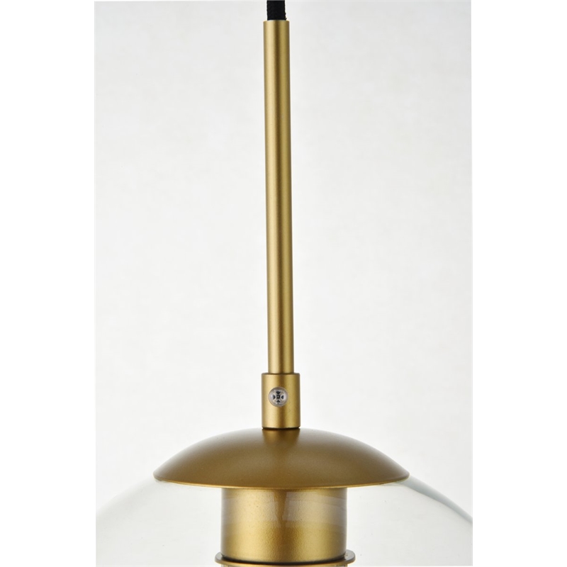 Pemberly Row 5-Light Metal and Glass Pendant in Brass and Clear