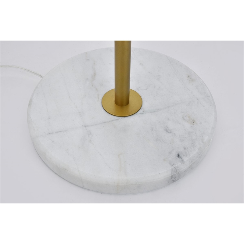 Pemberly Row 3-Light Metal and Glass Floor Lamp in Brass and White