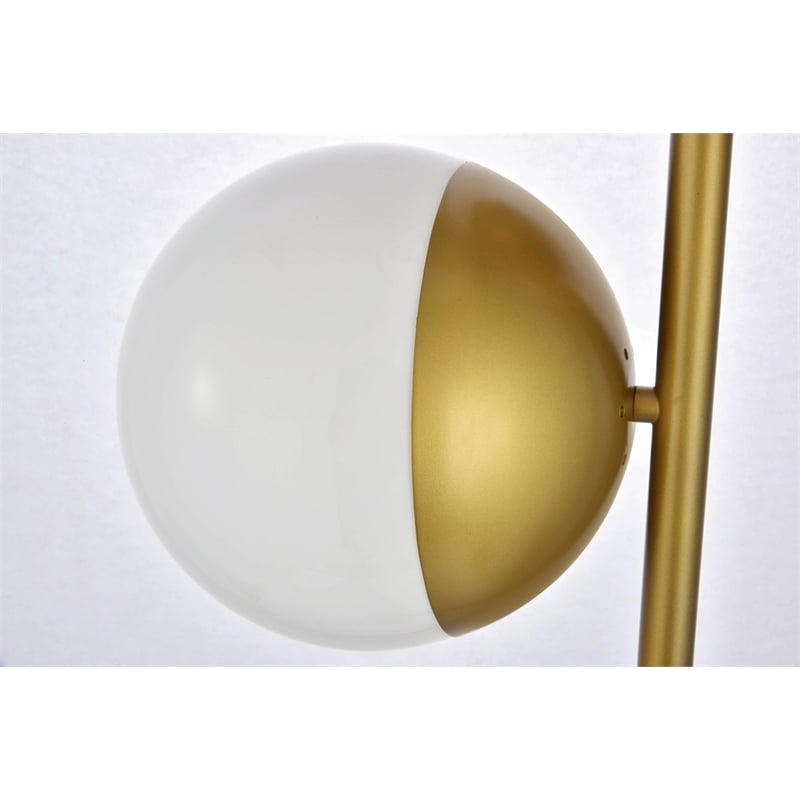 Pemberly Row 3-Light Metal and Glass Floor Lamp in Brass and White