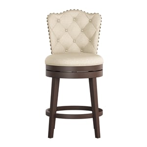 Pemberly Row 40.75&quot Contemporary Swivel Counter Stool in Chocolate/Cream