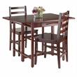 Pemberly Row 3-Piece Drop Leaf Solid Wood Dining Set in Walnut Finish