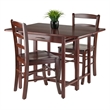 Pemberly Row 3-Piece Drop Leaf Wood Dining Set with Ladder Back Chairs